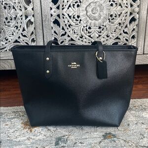 Coach Black Leather Tote Bag